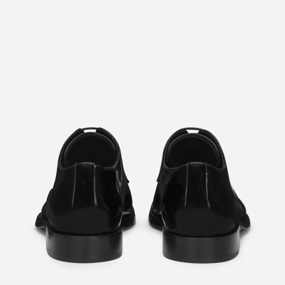 Shop Dolce & Gabbana Polished Calfskin Derby Shoes In Black