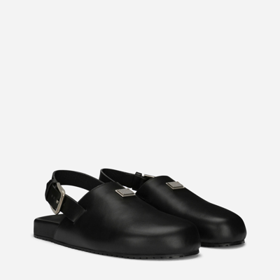 Shop Dolce & Gabbana Calfskin Mules In Black
