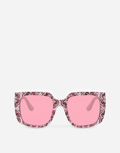 Shop Dolce & Gabbana Maiolica Sunglasses In Fuchsia