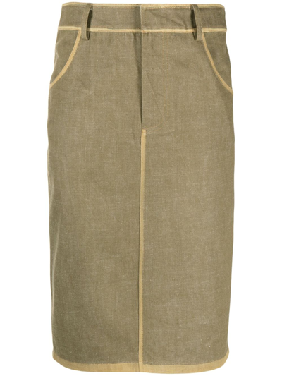 Shop Christopher Esber Beige Straight Skirt In Green