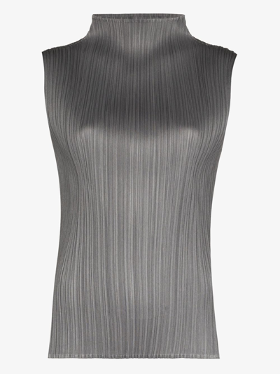 Shop Issey Miyake Mellow Pleated Tank Top In Grey