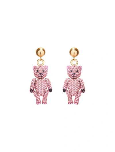 Shop Oscar De La Renta Baby Bear Crystal Earrings In Fuchsia