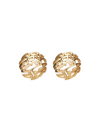 Shop Oscar De La Renta Disk Earrings In Gold