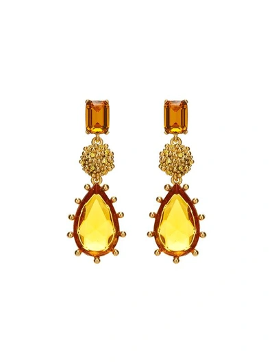 Shop Oscar De La Renta Crystal Baroque Drop Earrings In Topaz Multi