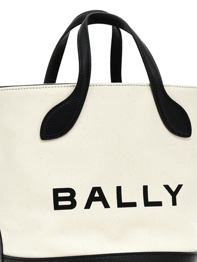 Shop Bally 'bar' Handbag In White/black