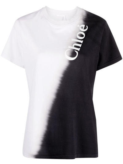 Shop Chloé Logo Cotton T-shirt In Blue