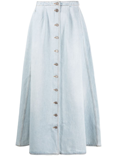 Shop Erl Womens Denim Cowgirl Skirt Woven Clothing In 1 Light Blue