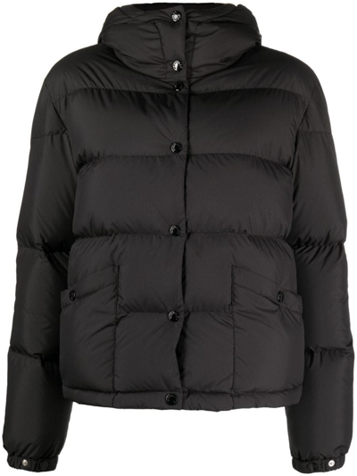 Shop Moncler Ebre Quilted Hooded Jacket In Black