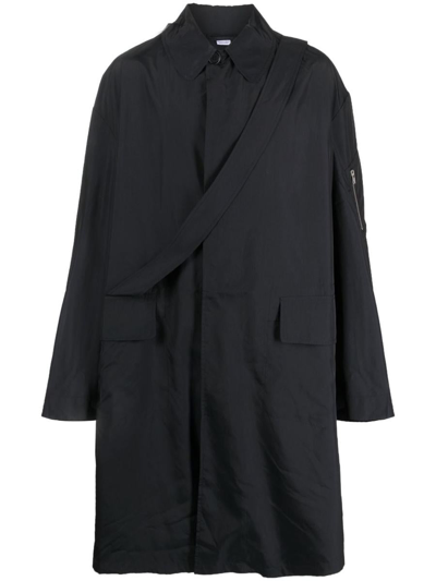 Random Identities Collared Long Length Coat With Front Pockets In Blue