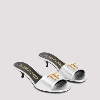 Shop Tom Ford Leather Laminated Mules Shoes In Metallic