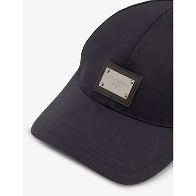 Shop Dolce & Gabbana Men's Very Dark Blue 1 Logo-badge Stretch-cotton Cap