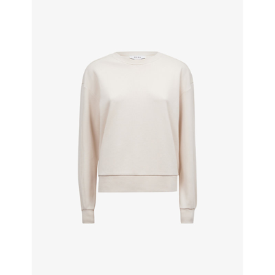 Shop Reiss Womens Ivory Brandy Dropped-shoulders Cotton-blend Sweatshirt