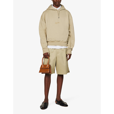 Shop Jacquemus Le Sweatshirt Camargue Brand-embroidered Boxy-fit Cotton-jersey Hoody In Beige