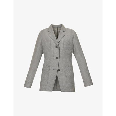 Shop Totême Toteme Womens Grey Melange Single-breasted Jersey Wool And Recycled Polyamide-blend Blazer