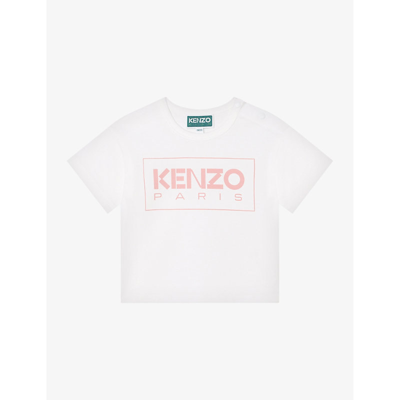 Shop Kenzo Ivory Box Logo-print Organic-cotton T-shirt 6 Months - 4 Years