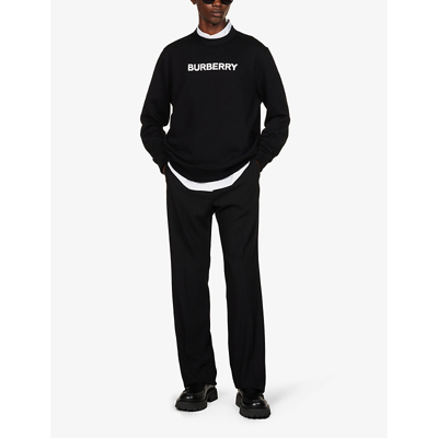 Shop Burberry Men's Black Burlow Logo-print Cotton-jersey Sweatshirt