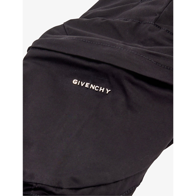 Shop Givenchy Boys Black Kids Brand-plaque Tapered-leg Stretch-cotton Trousers 10 -12 Years