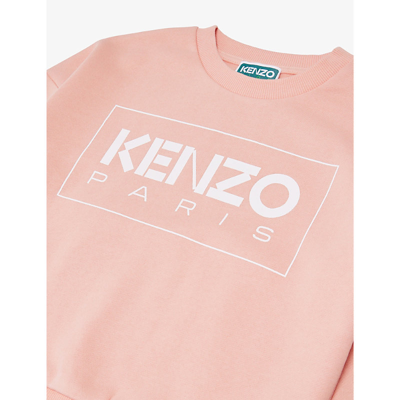 Shop Kenzo Girls Nude Kids Logo-print Long-sleeve Cotton-blend Sweatshirt 4-12 Years