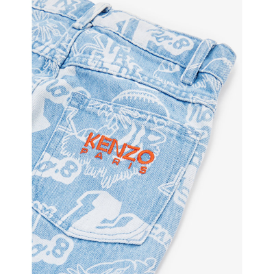 Shop Kenzo Brand-pattern Regular-fit Denim Jeans 6-10 Years In Bleach Pousse