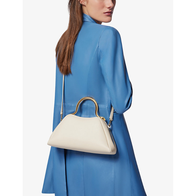 Shop Bvlgari Womens White Serpentine Leather Top-handle Bag