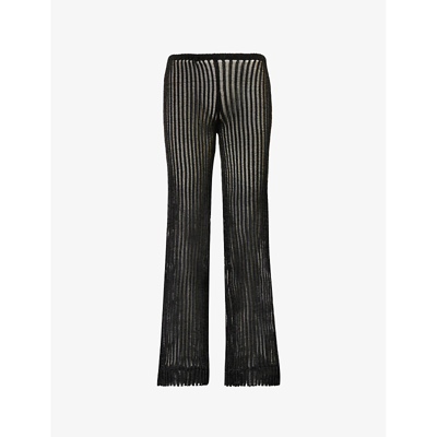 Shop A. Roege Hove A Roege Hove Women's Black Patricia Straight-leg Mid-rise Cotton-blend Trousers