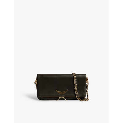 Shop Zadig & Voltaire Zadig&voltaire Womens Military Rock Grained Leather Clutch