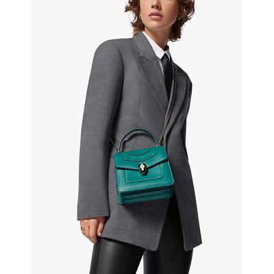 Bvlgari Leather Serpenti Forever Top-handle Bag In Green