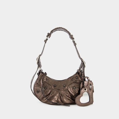 Shop Balenciaga Le Cagole Xs Sholuder -  - Leather - Dark Bronze In Metallic