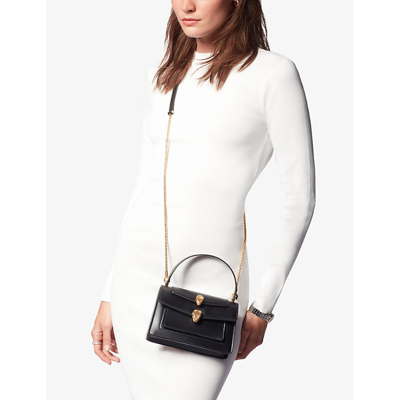 Bvlgari X Alexander Wang Serpenti Forever Leather Cross-body Bag In Black