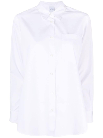 Shop Aspesi Long-sleeve Cotton Shirt In Weiss