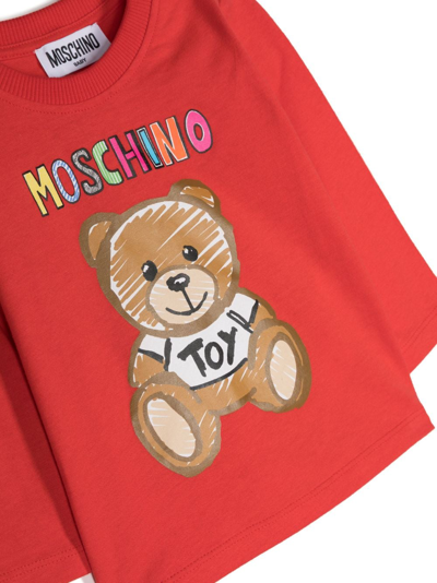 Shop Moschino Teddy Bear Long -sleeve T-shirt In Rot