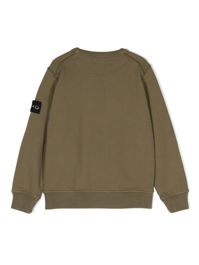 Stone Island Compass-patch Cotton Sweatshirt In Grün