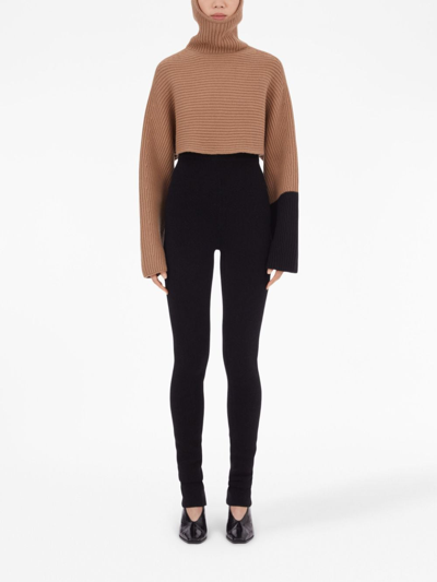 Ferragamo Colour-block Ribbed Jumper In Nude