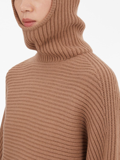 Ferragamo Colour-block Ribbed Jumper In Nude