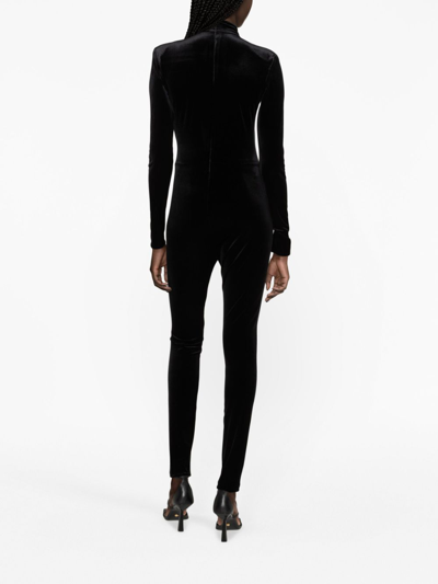 Shop Alexandre Vauthier Long-sleeve Velvet Jumpsuit In Schwarz