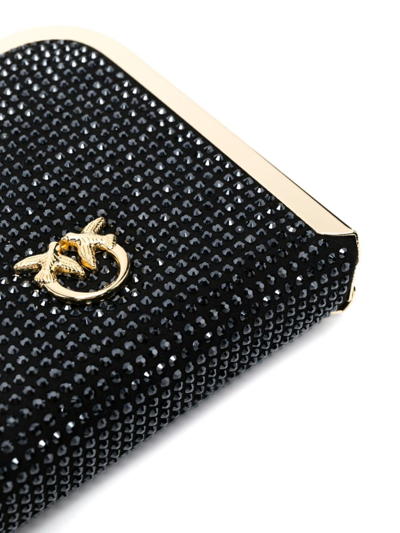 Shop Pinko Rhinestone-embellished Box Clutch Bag In Schwarz