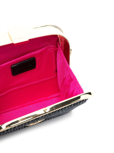 Shop Pinko Rhinestone-embellished Box Clutch Bag In Schwarz