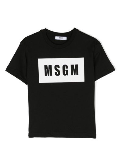 Shop Msgm Logo-print Cotton T-shirt In Schwarz