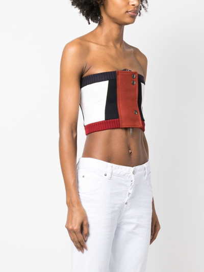 Dsquared2 Corset Top With Color-block Design And Buttons In Blue
