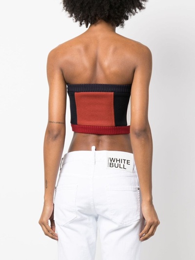 Dsquared2 Corset Top With Color-block Design And Buttons In Blue