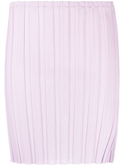 Shop A. Roege Hove Katrine Ribbed-knit Miniskirt In Purple