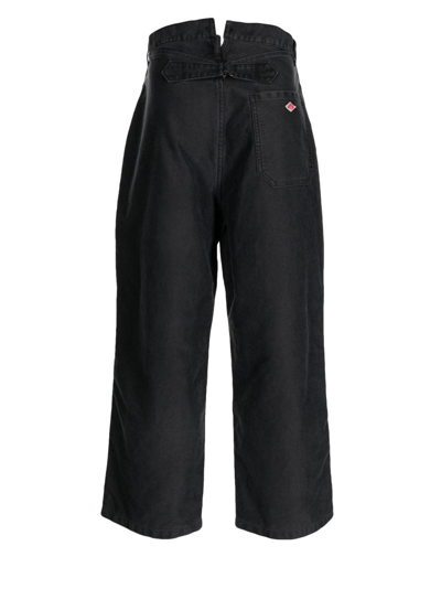 Danton Mid-rise Wide-leg Trousers In Schwarz