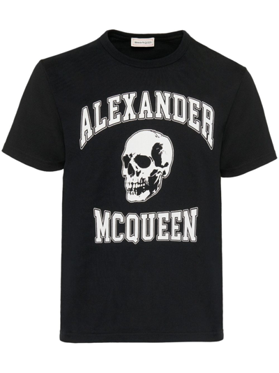 Shop Alexander Mcqueen Skull Logo-print T-shirt In Schwarz