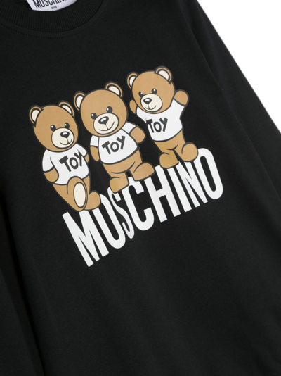 Shop Moschino Teddy Bear-motif Cotton Sweatshirt In Schwarz