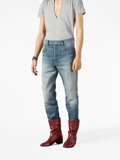 Shop Gucci Mid-rise Straight-leg Raw-cut Jeans In Blau