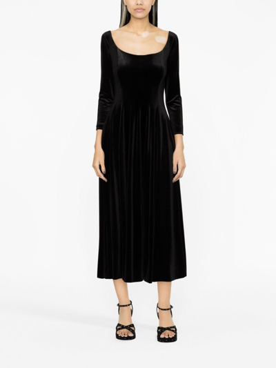Shop Philosophy Di Lorenzo Serafini Long-sleeve Velvet Dress In Schwarz