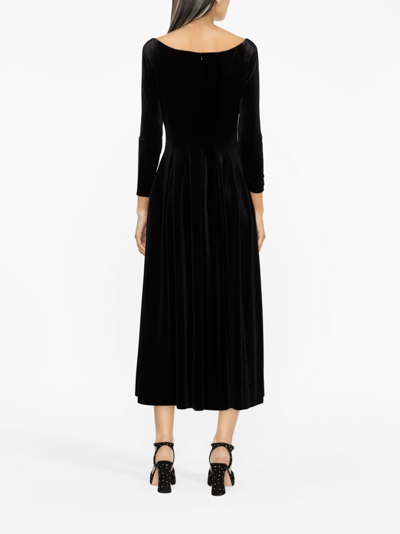 Shop Philosophy Di Lorenzo Serafini Long-sleeve Velvet Dress In Schwarz