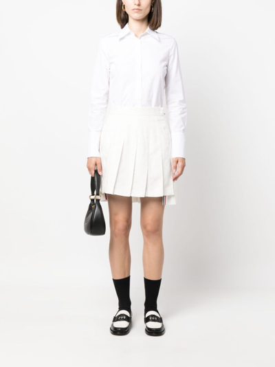 Shop Thom Browne Striped Pleated Skirt In Weiss