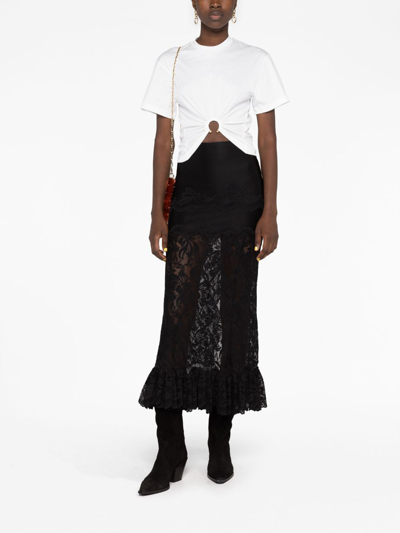 Shop Rabanne Floral-lace Midi Skirt In Schwarz