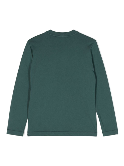 Stone Island Compass-patch Long-sleeve T-shirt In Grün